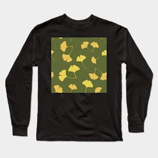 Falling Ginkgo Leaves Pattern Long Sleeve T-Shirt